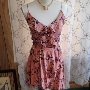 Express Pink Floral Ruffle Mini Dress